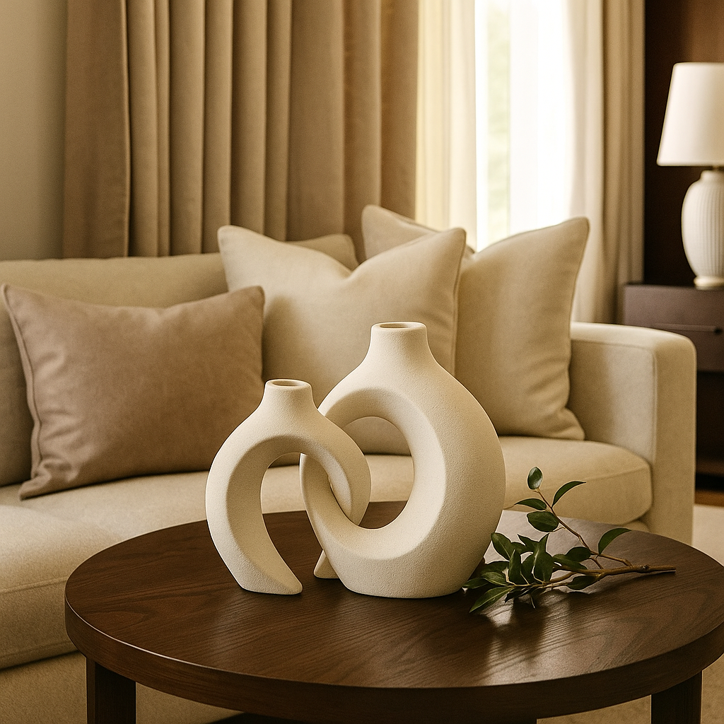 Zestaw ceramicznych wazonów dekoracyjnych