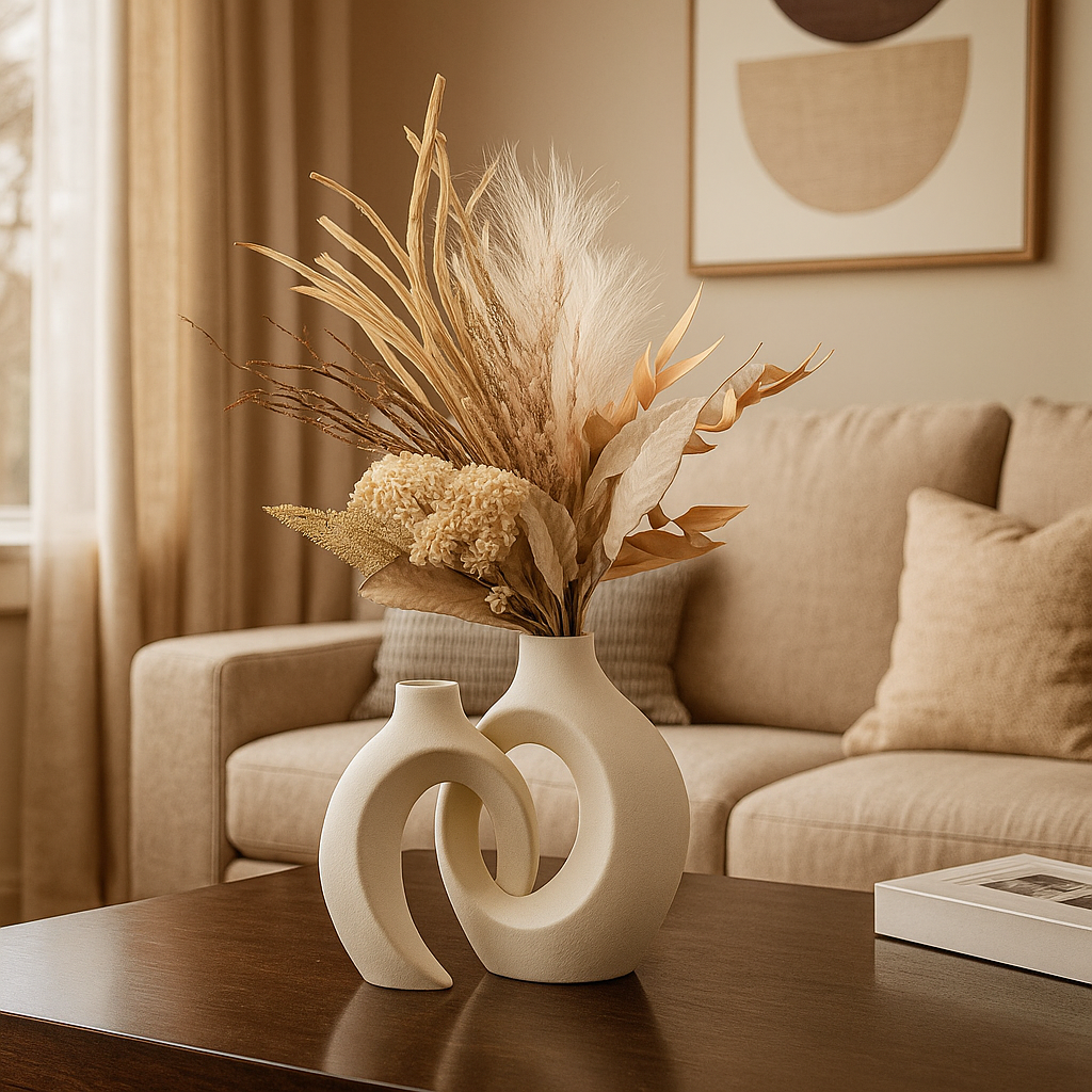 Zestaw ceramicznych wazonów dekoracyjnych